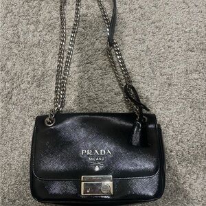 Prada Shiny Black Shoulder Bag